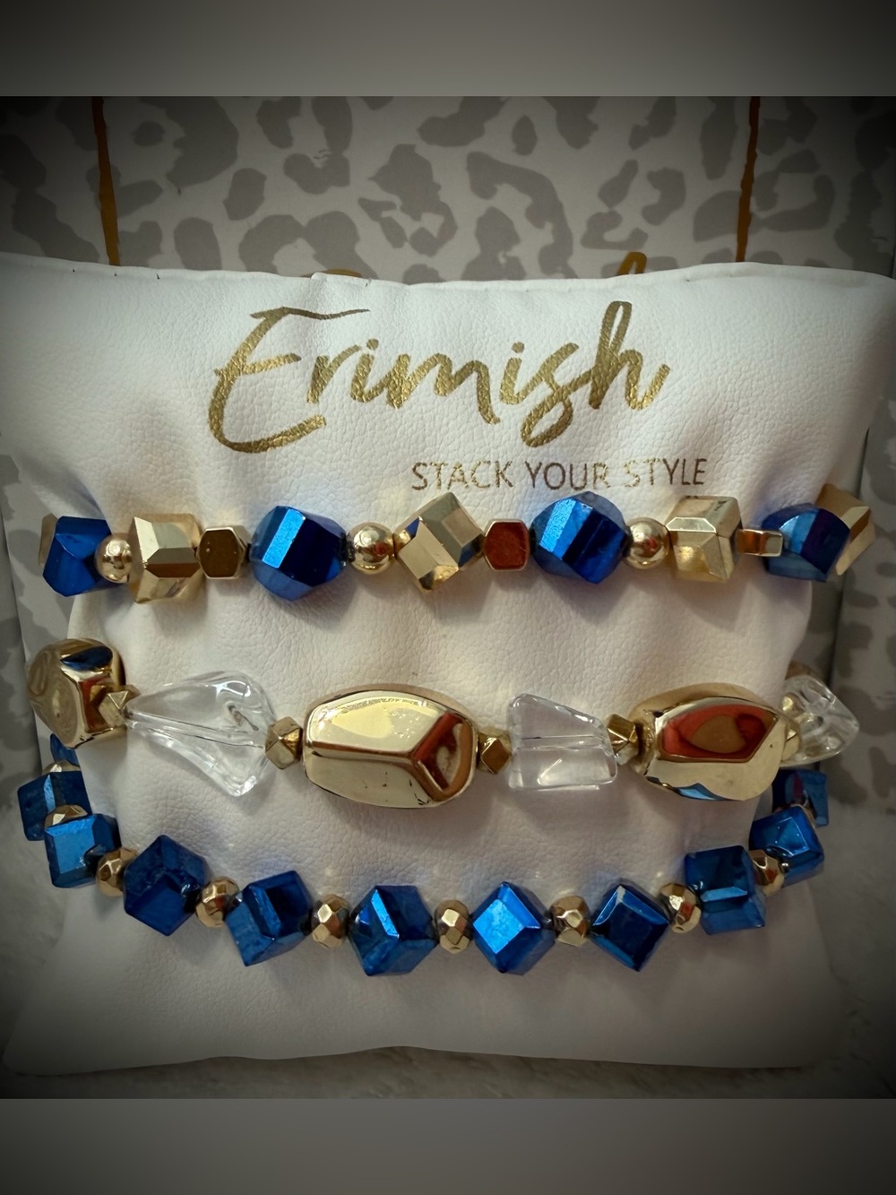 New ERIMISH Bracelets - 3 pc Stack - Cobalt Blue & Gold